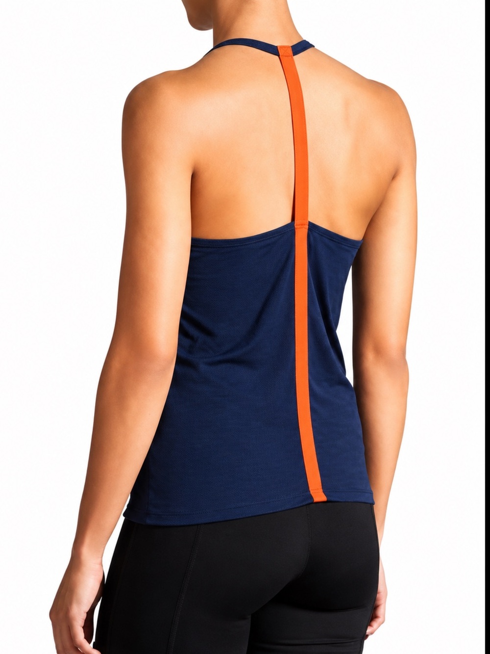 Athleta Women’s Mesh Racerback Tank Top Navy Blue with Red Stripe Sz Small